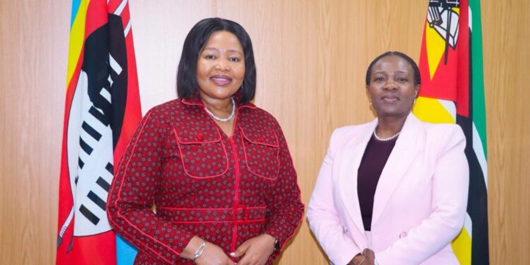 Eswatini Minister of Foreign Affairs and International Cooperation Senator Pholile Shakantu (left) with Mozambique State Secretary of Foreign Affairs and Communities Abroad Dr. Maria de Fátima Manso during their meeting. | Photo: Eswatini Government