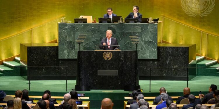 UN Secretary General António Guterres addresses the 81st UN General Assembly in New York. Photo: X/UN Spokesperson.